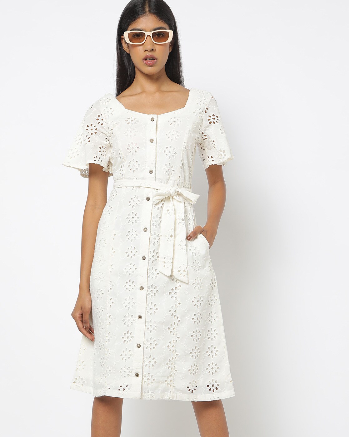 Schifli Embroidery A line Dress