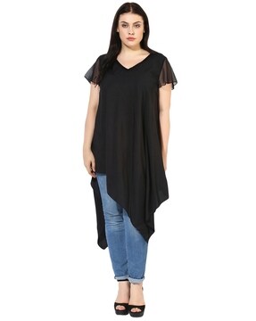 V-neck Tunic with Butterfly Sleeves