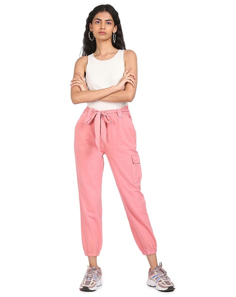 FADED-EFFECT CARGO TROUSERS - Chalk pink | ZARA India