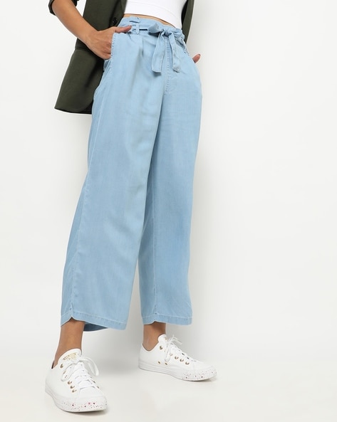 Buy Relaxed Fit Flat-Front Denim Culottes Online at Best Prices in India -  JioMart.