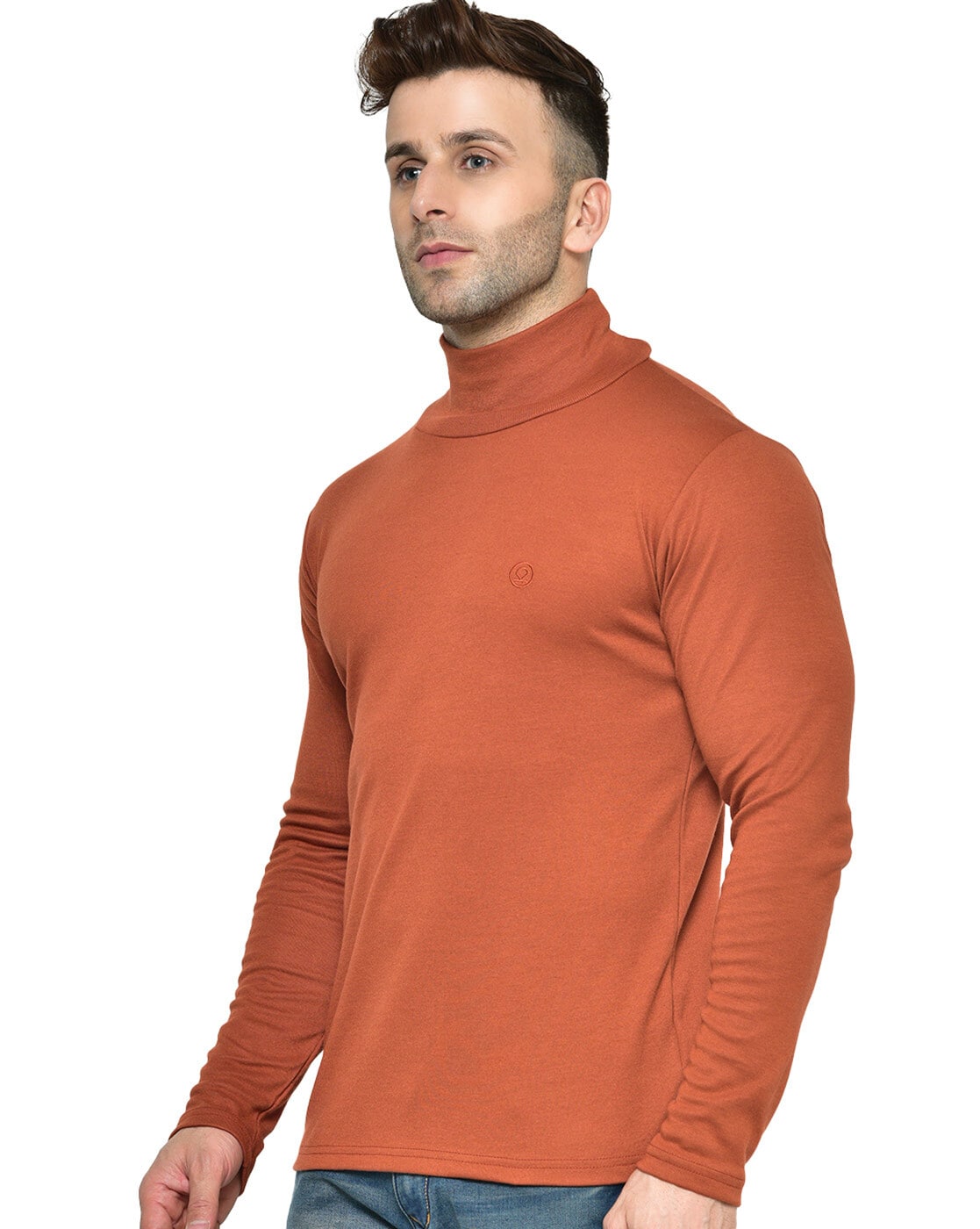 Mens orange hot sale turtleneck shirt