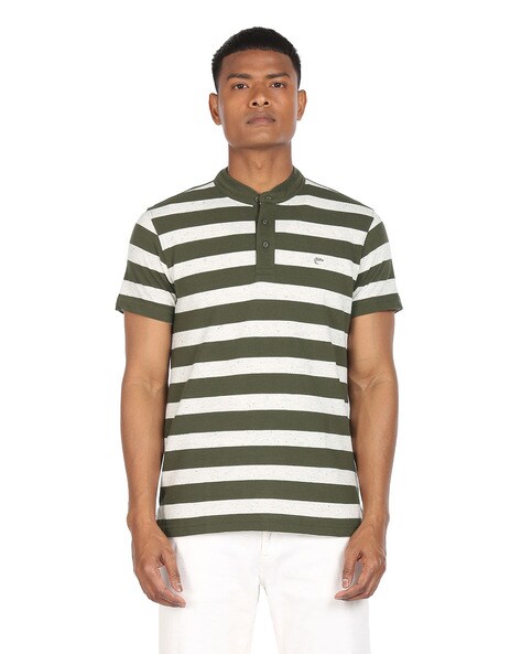 Striped men's henley outlet t-shirt