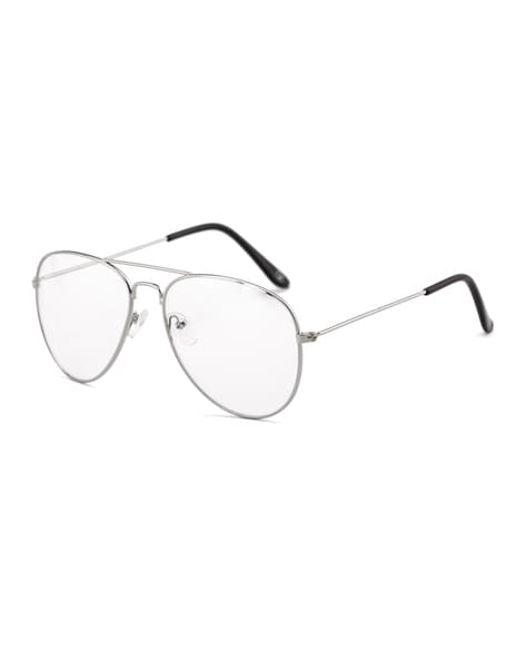 Amazon.com: zeroUV - Oversize Full Metal Flat Top Clear Flat Lens Aviator  Glasses 60mm (Gold/Clear) : Clothing, Shoes & Jewelry