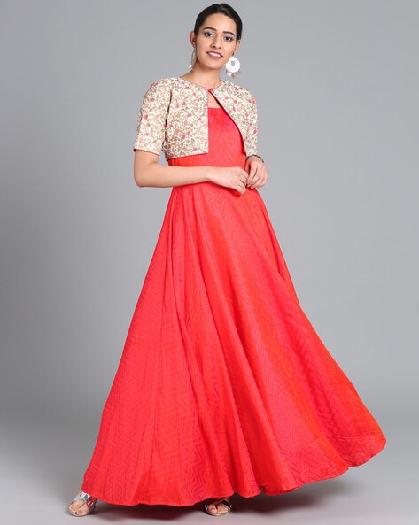 Red Plain Anarkali Dress| Umbrella Designer Long Kurti