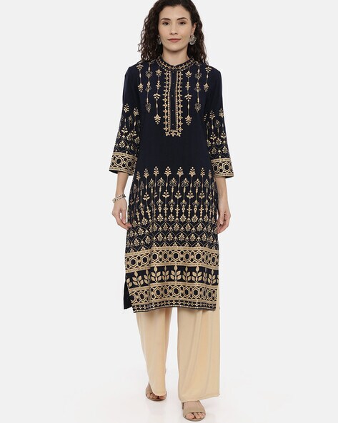 Buy Neerus Beige Embroidered Anarkali Kurta for Women Online @ Tata CLiQ