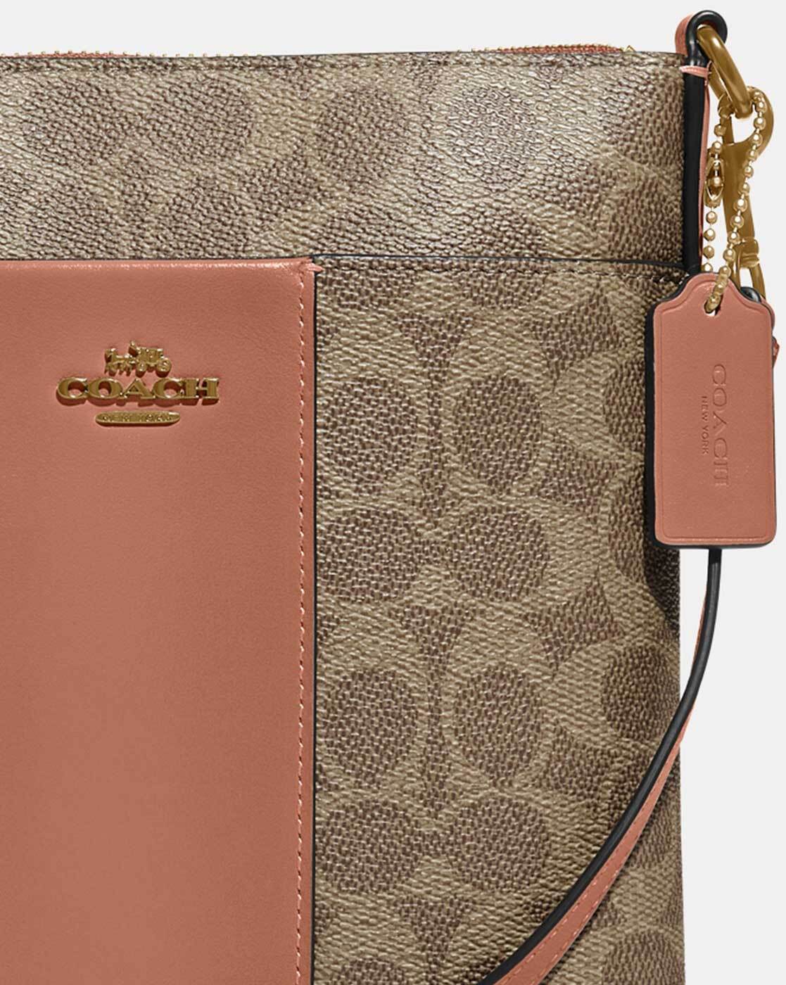 Buy Coach Colorblocked Kitt Messenger Crossbody Bag In Signature Canvas, Nude Color Women