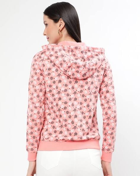 Floral Print Zip-Up Hoodie