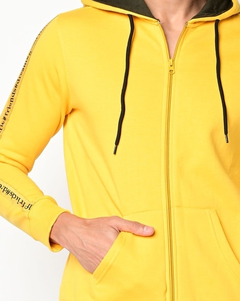 Yellow zip up 2024 hoodie mens