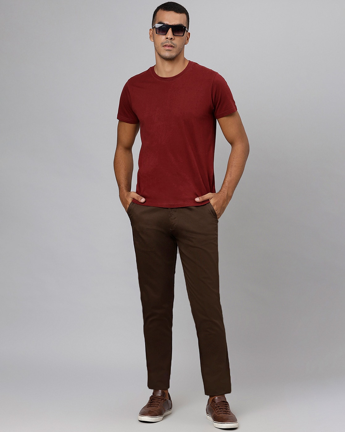 Formal Trouser: Buy Men Brown Cotton Blend Formal Trouser on Cliths