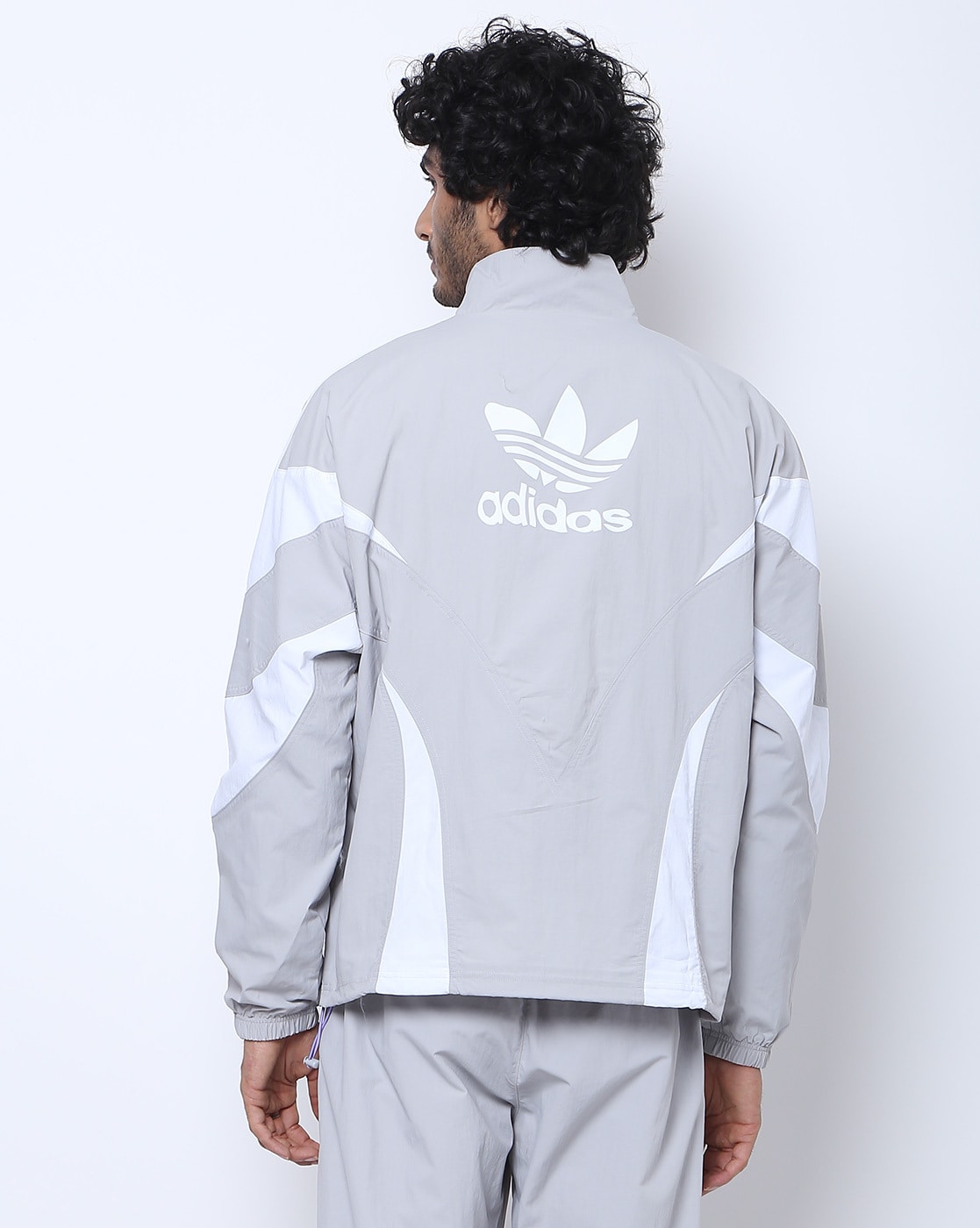 Grey and cheap white adidas jacket