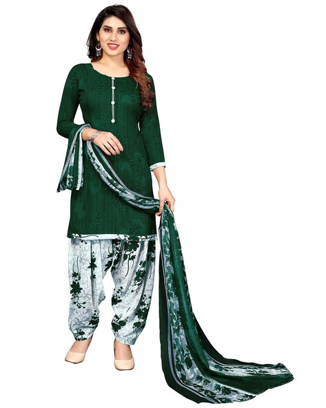 Printed 3-piece Unstitched Dress Material Price in India