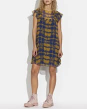 Plaid A-line Dress with Ruffles