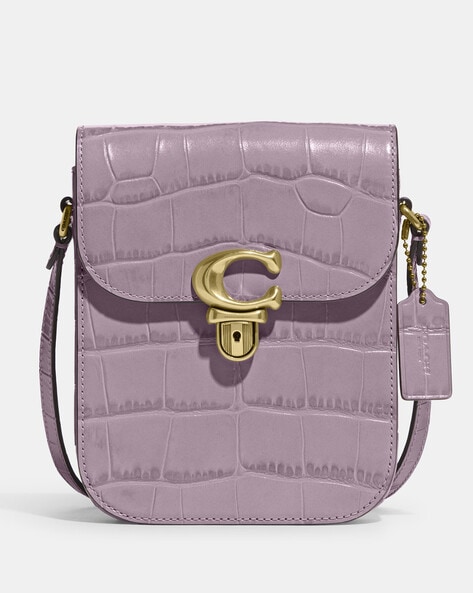 Buy the Coach Purple/Brown Signature Pleated Purse | GoodwillFinds