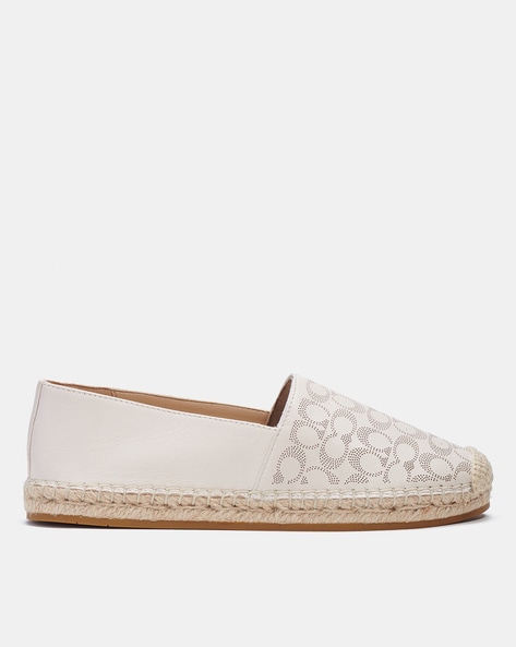 Buy Coach Carley Logo Espadrilles | White Color Women | AJIO LUXE