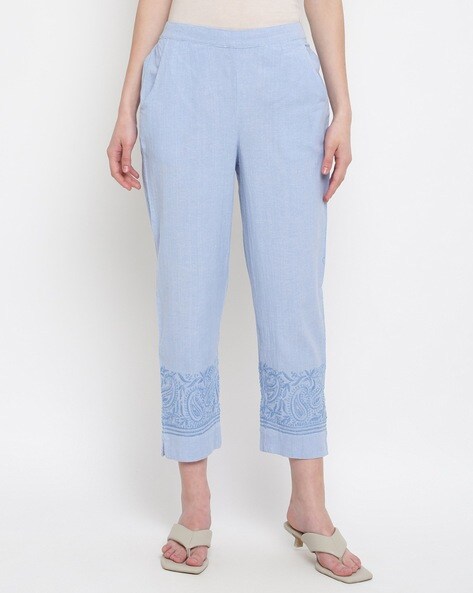 Embroidered Pants with Elasticated Waist Price in India