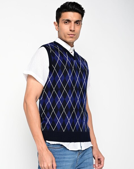 Sleeveless discount argyle jumper