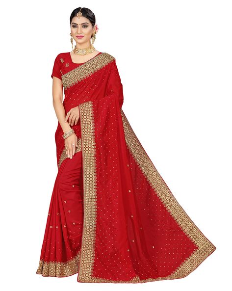 Buy Shrithi Fashion Fab Women New Latest Designer Polyester Saree with  Unstitched Blouse online