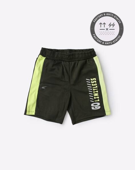 Typographic Print Shorts with Contrast Taping