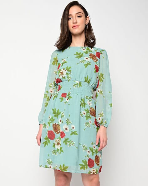 ISCENERY BY VERO MODA Grima Floral Print A-line Dress with Smocked Waist