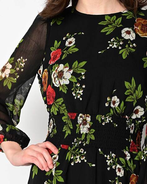 Topshop Maternity Midi Smock Dress in Black Floral Print