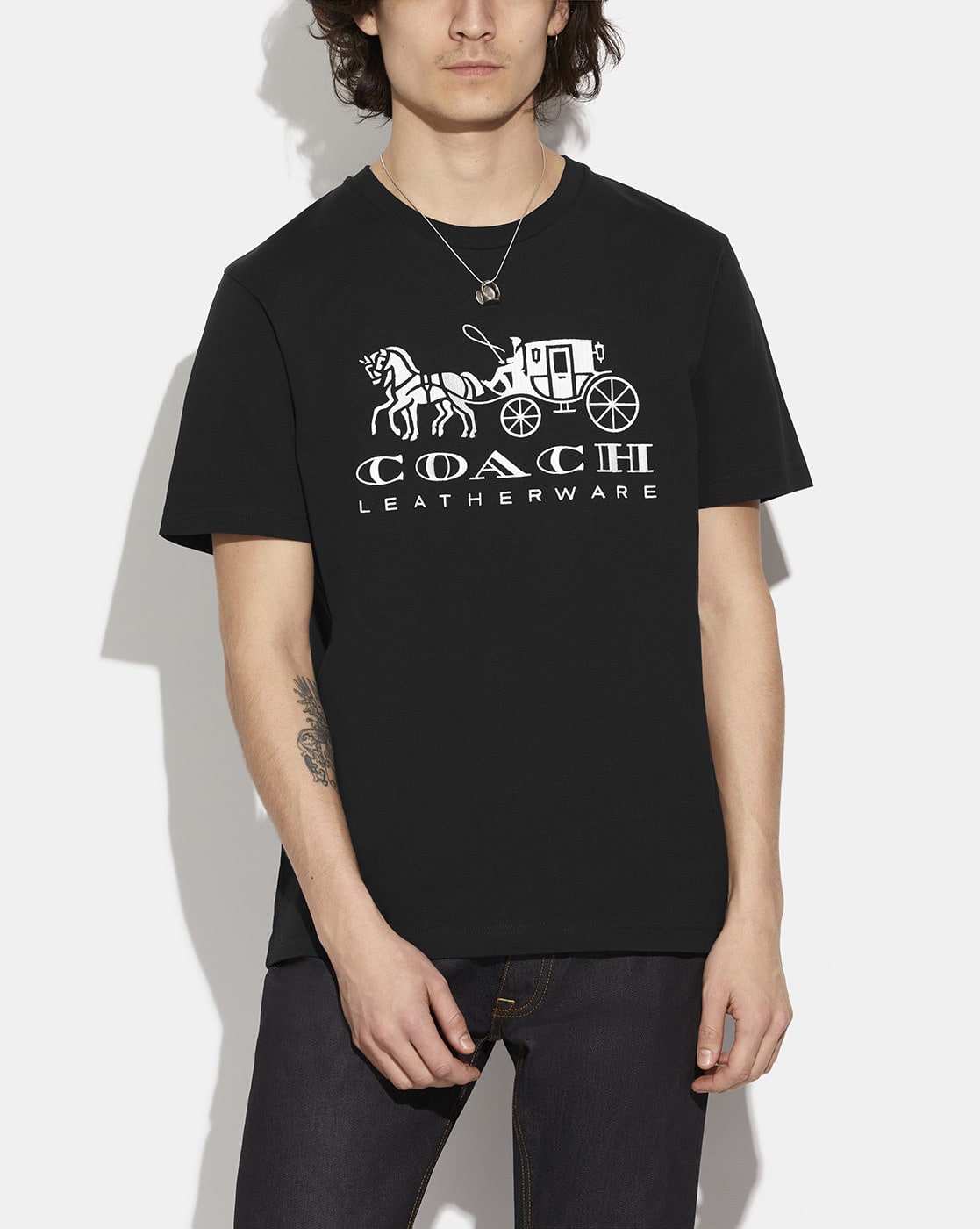 Buy Coach Evergreen Slim Fit Logo Print Crew-Neck T-shirt | Black