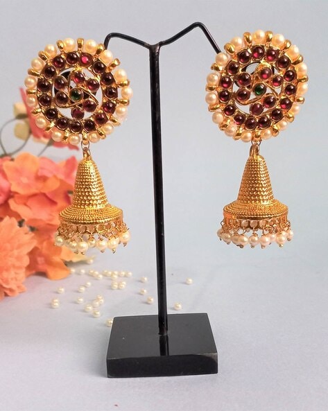 Gold jhumkas temple on sale designs