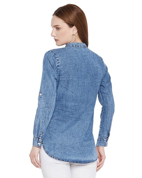 Buy Elegant Cotton Denim Shirt For Women Online In India At Discounted  Prices