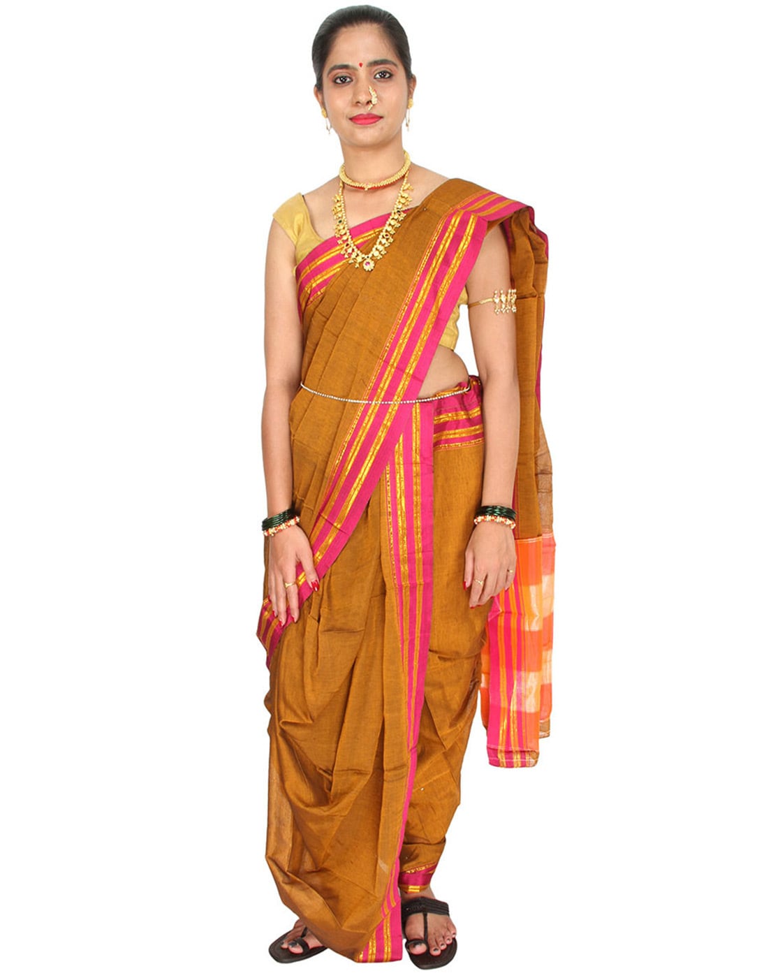 Unstitched Pink Nauwari Saree – Kalapuri