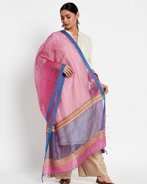 Stripes Dupatta with Fringes Price in India