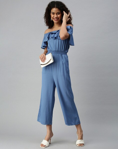 cotton off shoulder jumpsuit