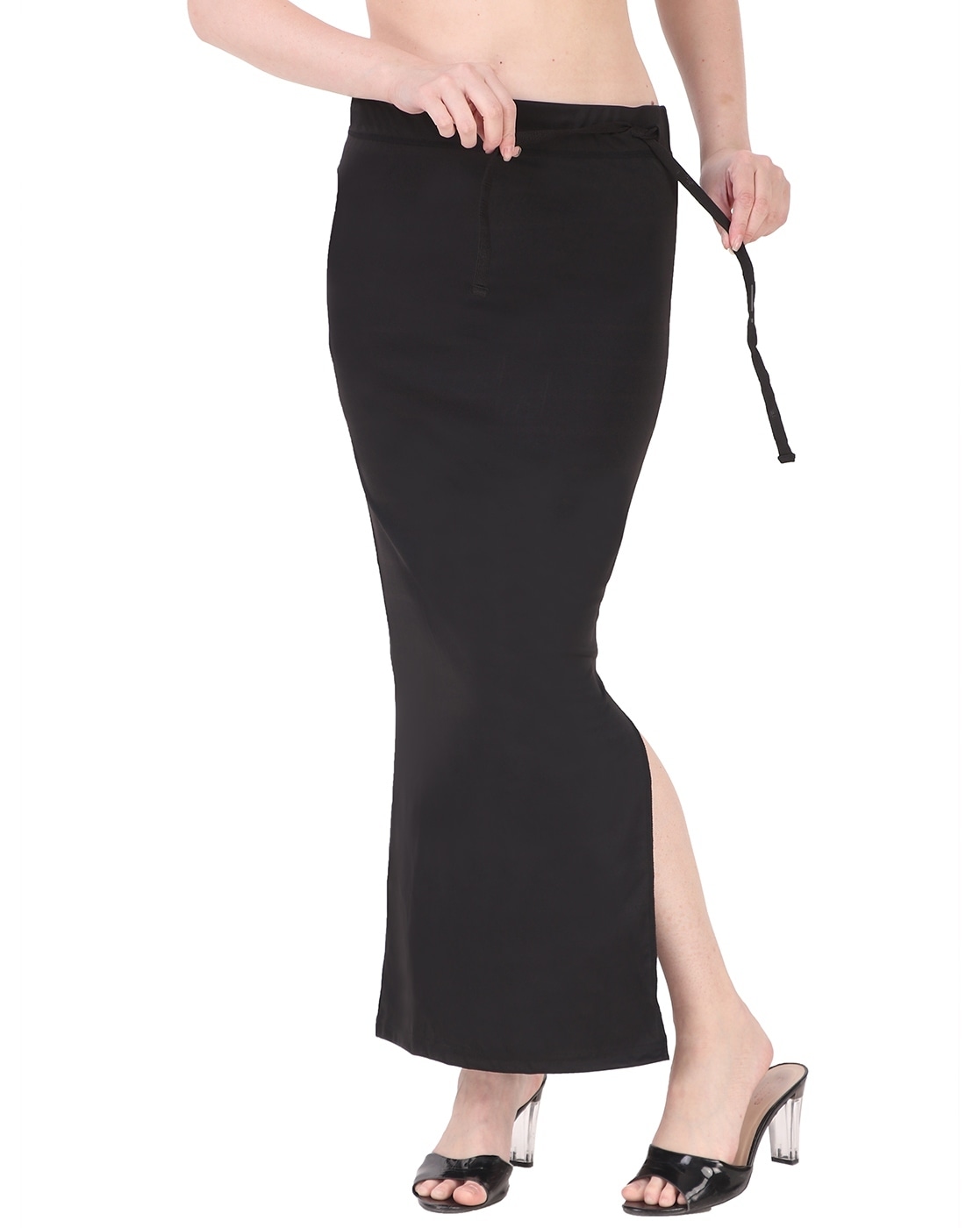 Buy MOOMA Saree Shapewear for Women Petticoat 4-Way Strechable Black, M at
