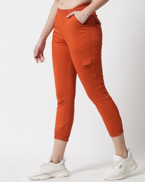 Buy Flying Machine Women Orange Tapered Fit Trousers on Myntra   PaisaWapascom