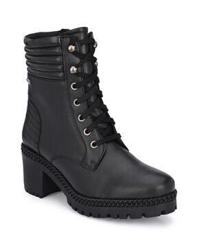 block heel tie up boots