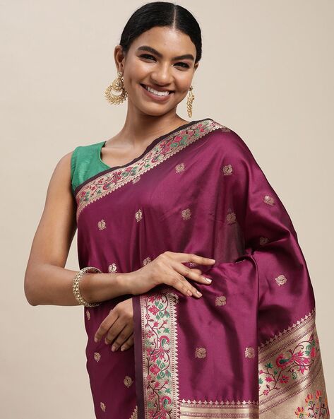 Traditional Magenta Color Paithani Silk Saree