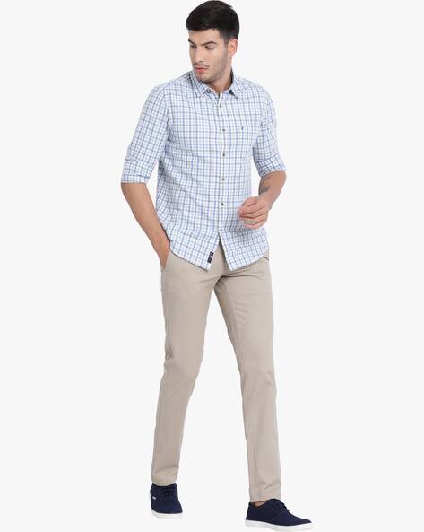 Buy Cream Trousers \u0026 Pants for Men by T-Base Online | Ajio.com
