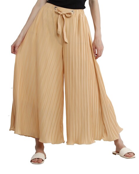 accordion pleated palazzo pants