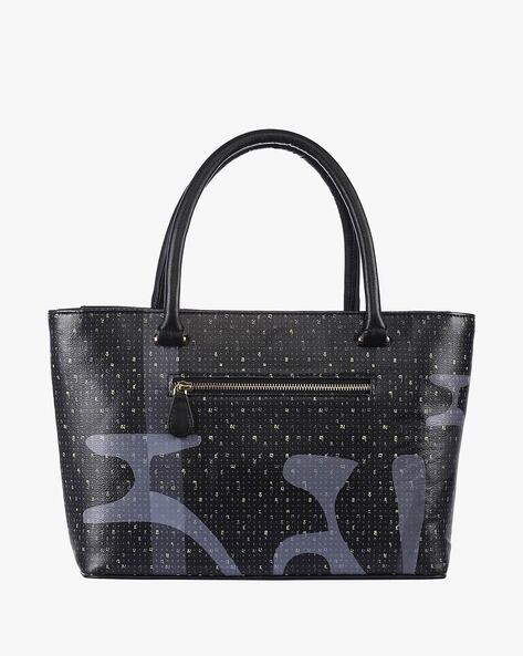 Buy Jeelow Nylon Black Tote Bag Work Tote Bags With Zipper Shoulder Bag  Handbags For Women (Black) at Amazon.in