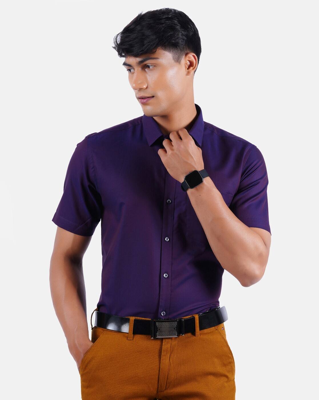 Purple Shirts for Men by Ramraj Cotton 