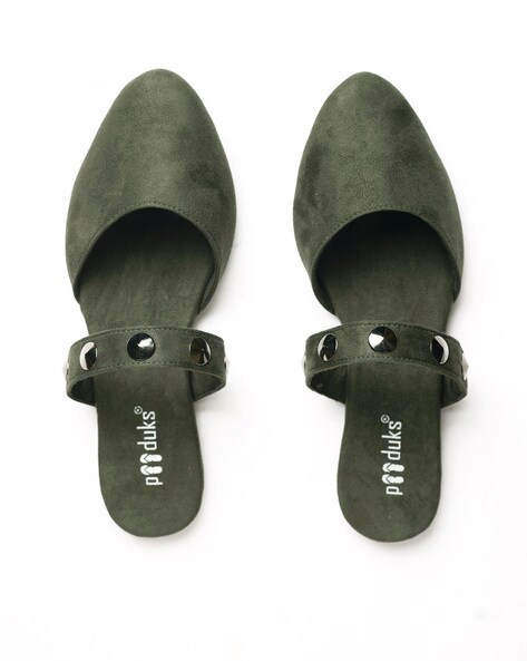 Dark green flat online sandals