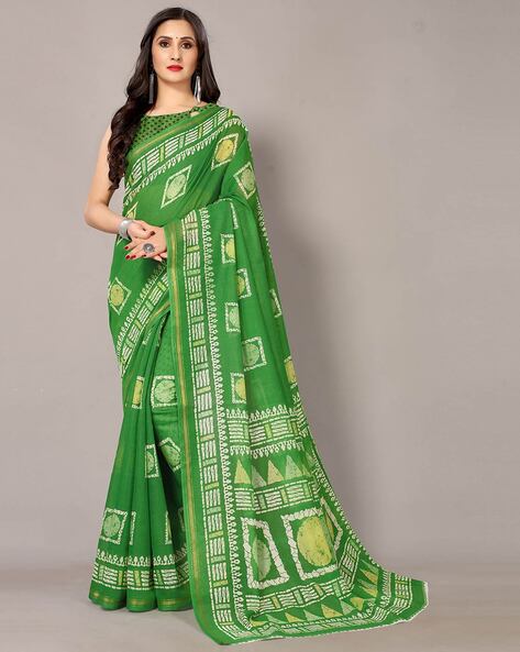 Serene Parrot Green Silk Saree with Soft Zari Work – TrendOye