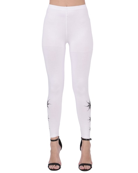 Buy Groversons Paris Beauty White Cotton Leggings For Women - White Online