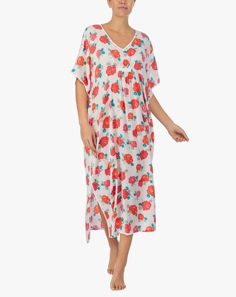 Buy KATE SPADE Just Rosy Charmeuse Kaftan Dress | Multicoloured Color Women  | AJIO LUXE