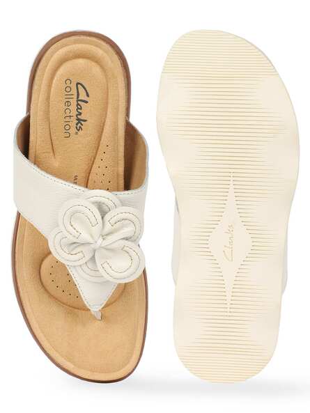 Clarks white flat on sale sandals