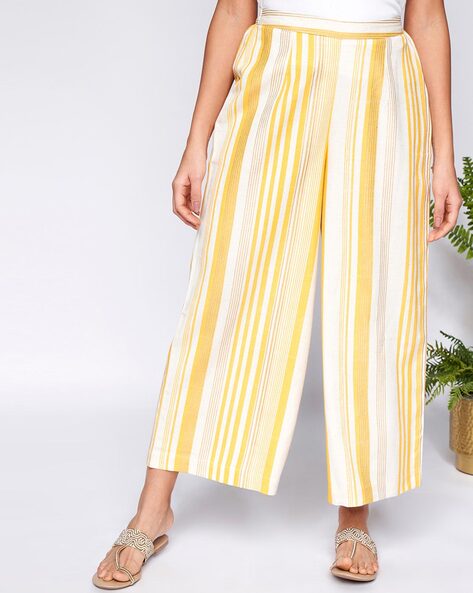 Striped Palazzos with Elasticated Waist Price in India