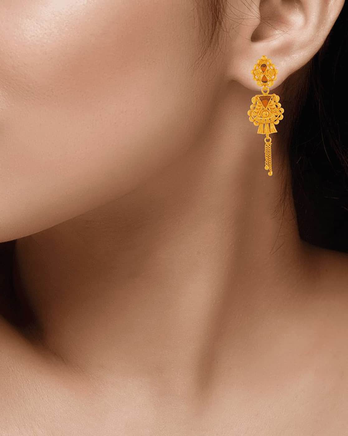 Pc Chandra 22 Carat Gold Earrings Designs With Price Buy Yellow