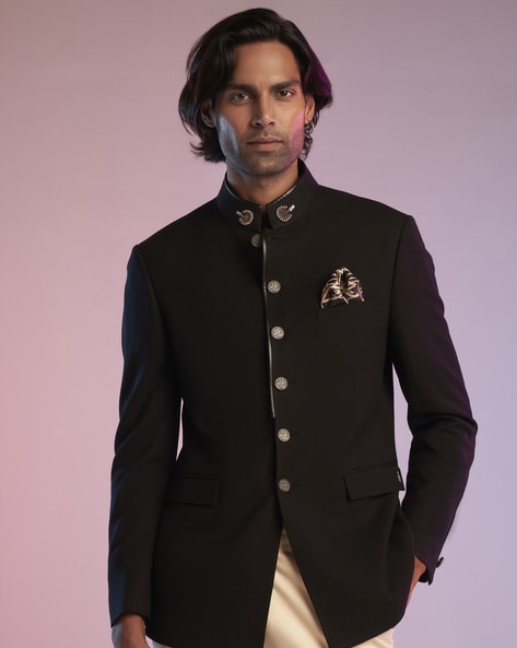 black bandhgala coat