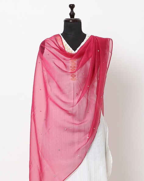 Embellished Dupatta with Scalloped Border Price in India