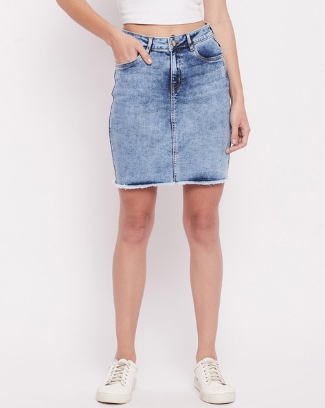 Midi Stretch Denim Pencil Skirt Classy Closet Modest Boutique Near Me –  Classy Closet Shop