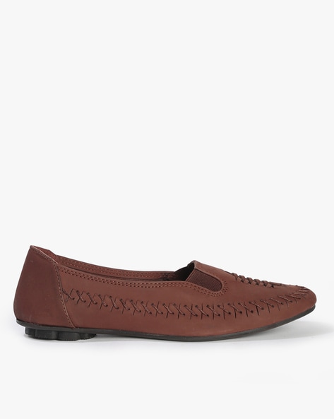 Catwalk Leather Loafers with Stitch Accent