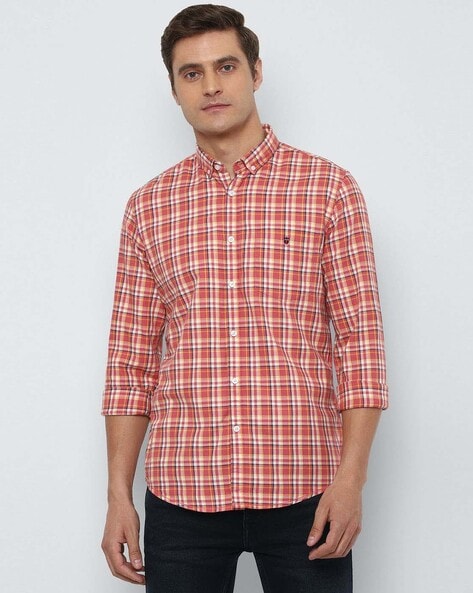 Orange Men Casual Shirts Lee Louis Philippe Jeans - Buy Orange Men